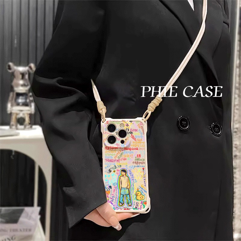 OPPOReno13透明16ProMax适用防摔15plus斜挎手腕挂绳苹果12周边手机壳软a5创意我不是范丞丞iPho