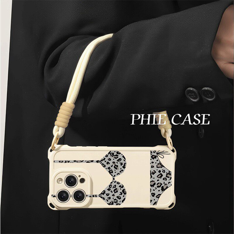 OPPOFindx8透明15plus手机壳软14四角开孔苹果13斜挎手腕挂绳12ProMax适用k70豹纹比基尼iPhone16防摔s30趣味