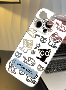 镂空罗小黑战记iPhone17硬动漫13ProMax适用OPPORENO15C透明12无边框苹果16plus带支架17pro超薄高级感手机壳
