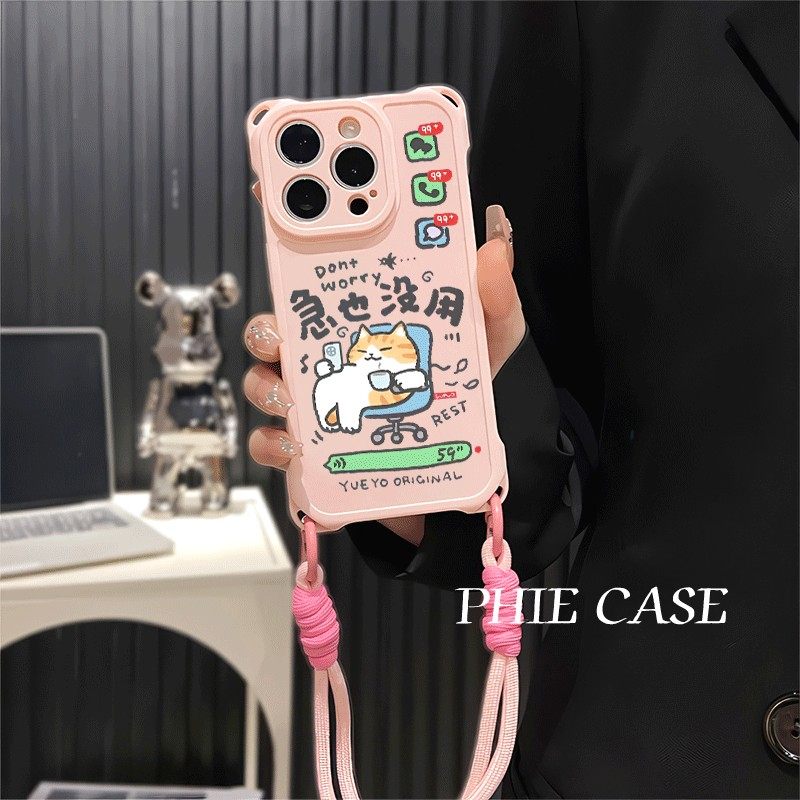 红米note急也没用猫咪苹果16透明15plus手机壳软12ProMax适用14四角开孔iPhone13斜挎手腕挂绳华为Mate70防摔