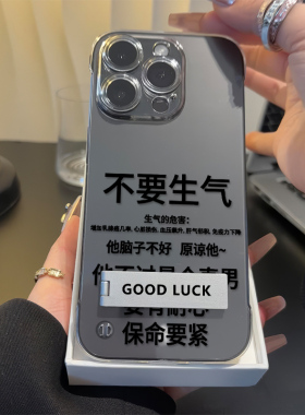 iPhone13小众透明华为NOVA15适用苹果16PLUS无边框创意小米17ProMax手机壳带支架14超薄硬不要生气红米K90MAX