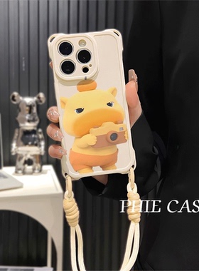 iPhone14防摔15plus手机壳软12ProMax适用OPPOFindx9拍照水豚噜噜小米17四角开孔13透明苹果16斜挎手腕挂绳a5