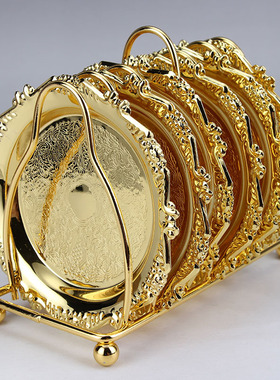 杯垫合金高档家居装摆件锌系列6个套装咖啡杯垫杯碟茶杯垫隔热垫