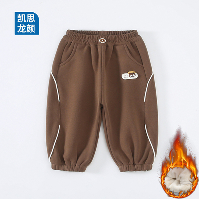 儿童裤子冬季卡通卫裤加厚冬装