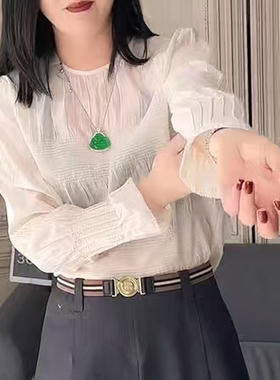 深圳南油＃2026早春款香港巴黎五区AK通勤风宽松简约圆领真丝上衣