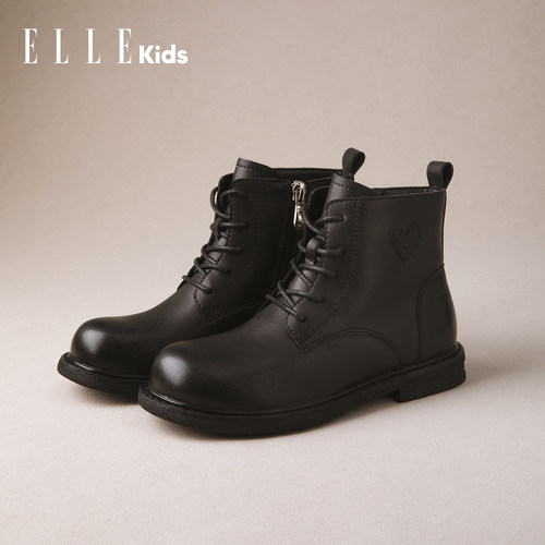 ELLEkids女童英伦马丁靴秋冬