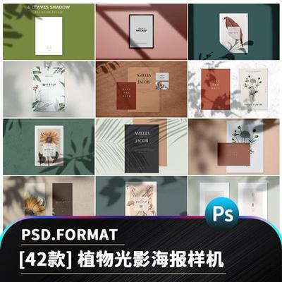 自然植物阳光阴影光影海报卡片场景样机贴图效果展示PSD素材模板