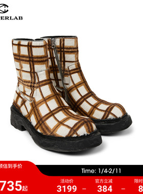 CAMPERLAB看步Vamonos男女同款靴子格纹皮靴