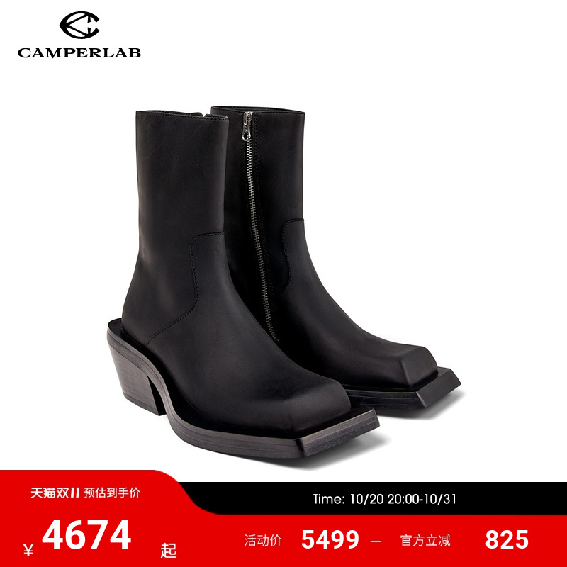 CAMPERLAB看步男女靴Quetal冬季新款时尚中筒靴黑色经典皮靴