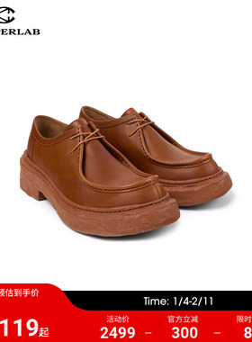 CAMPERLAB看步男女鞋Vamonos棕色新款系带德比鞋优雅百搭皮鞋