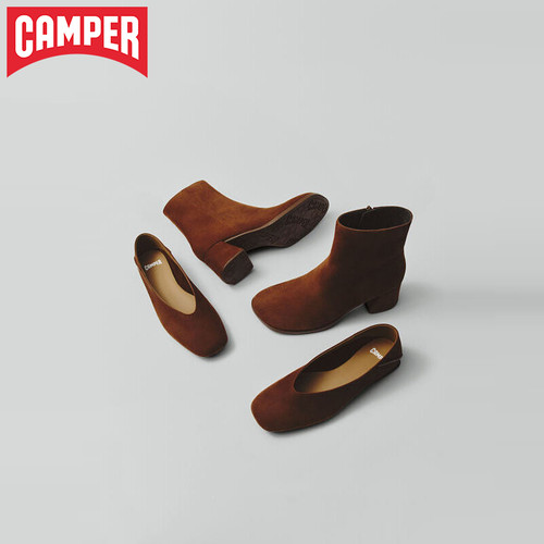 【新品】Camper看步女靴复古时装靴秋冬厚度增高一脚蹬软底短靴