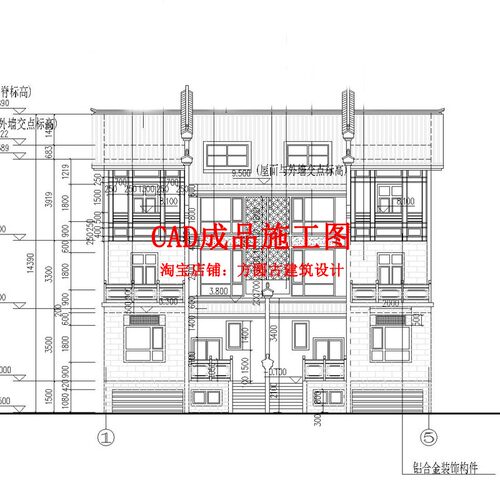 371#古建筑cad施工图   中式住宅联排别墅叠拼住宅CAD成品施工图