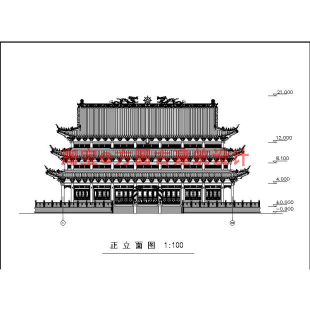 170# 三滴水歇山大殿三重檐大雄宝殿CAD施工图精品全套设计素材