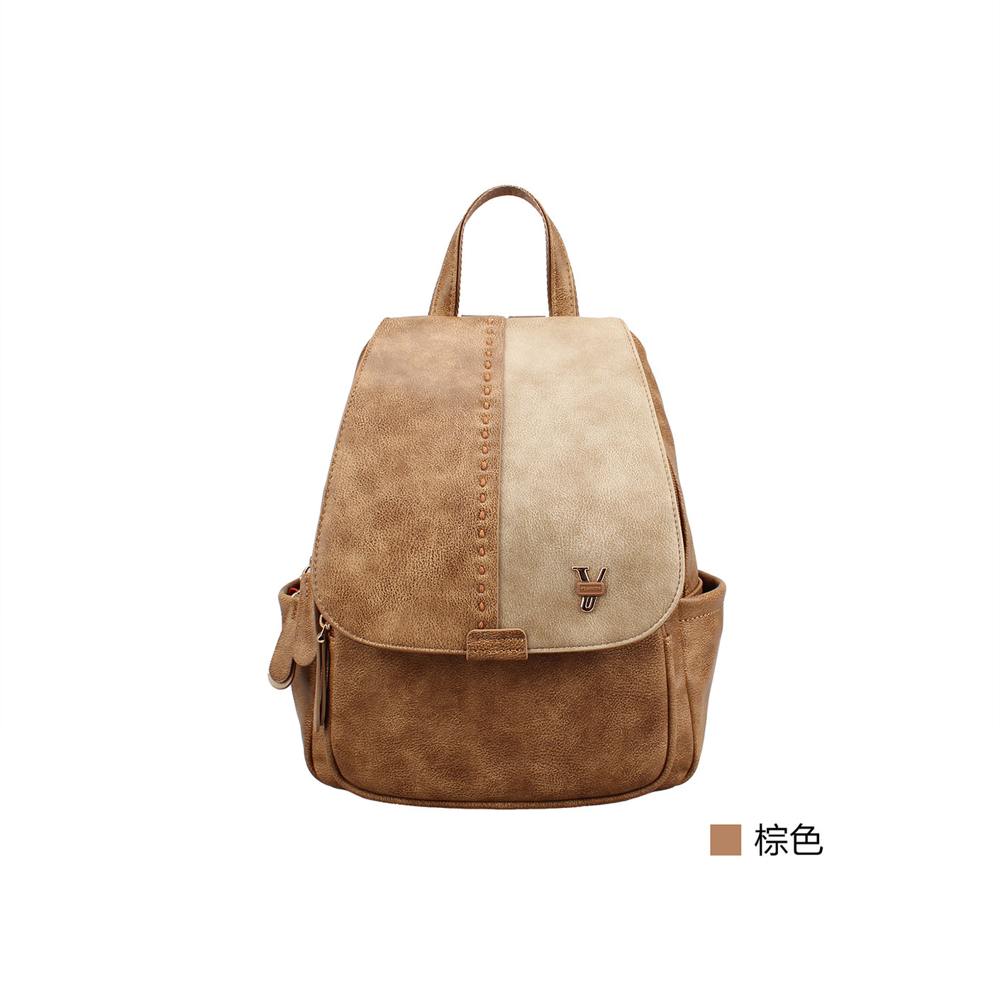 意尔康女包2026春季新款女士休闲双肩背包撞色旅行小背包61Y23005