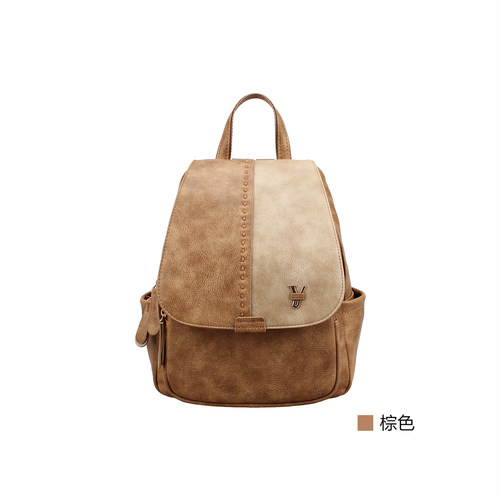 意尔康春季新款女士撞色双肩包