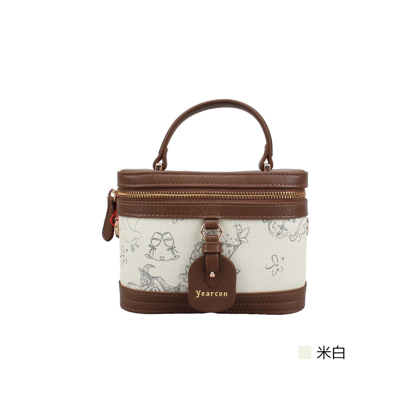 意尔康女包2026春季新款女士复古印花小巧手提包单肩斜挎61Y25047