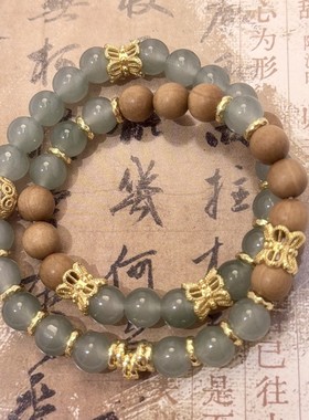 百搭清冷感老山檀串珠手链女vintage时尚气质感手串小众设计手饰