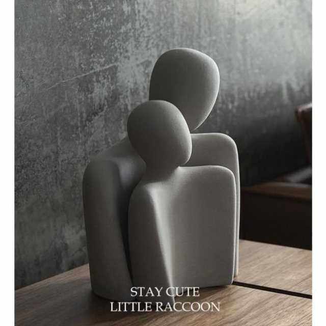 夫妻卧室摆件房间装饰品现代情侣桌面陶瓷文艺摆件粗砂抽象爱人办