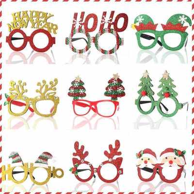 圣诞鹿角眼镜装饰2022新年HOHO圣诞老人卡通圣诞帽头饰装饰跨境