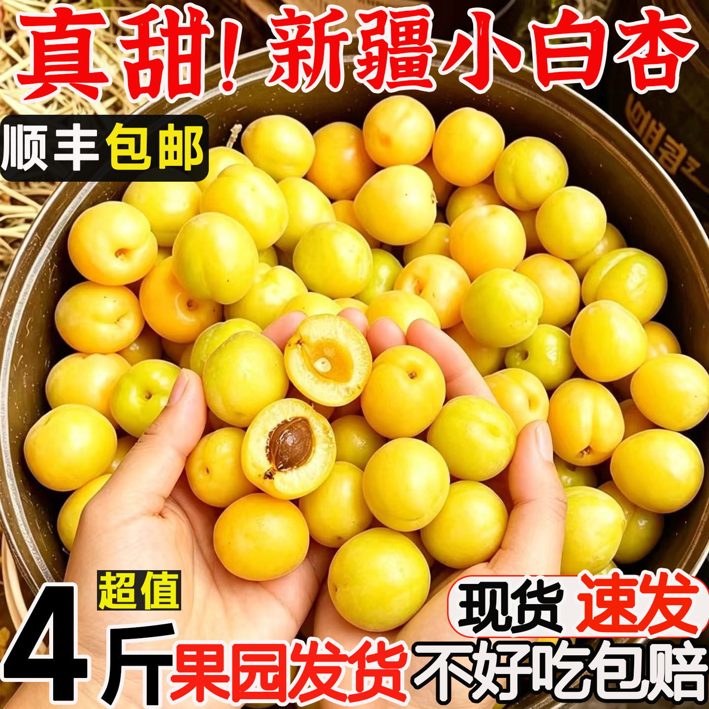 新疆小白杏新鲜轮台杏子水果当季甜杏子现摘应季孕妇水果顺丰空运
