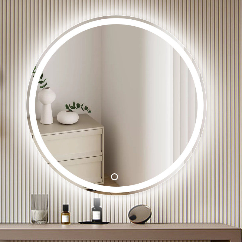 led圆形发光带灯卫生间浴室镜防雾卫浴梳妆化妆镜挂墙免打孔镜子