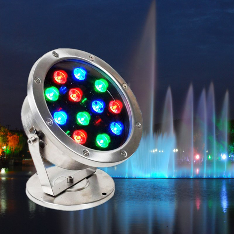led水下灯水底灯七彩9W12W18W户外防水草坪射灯照树灯包邮12v24v