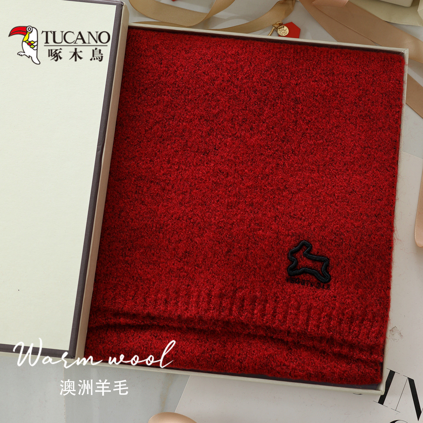 啄木鸟韩国原创刺绣兔子复古围巾女秋冬季保暖百搭红色针织围脖,服饰配件/皮带/帽子/围巾,围巾/丝巾/披肩,淘宝优惠券,粉丝福利购,淘宝优惠卷