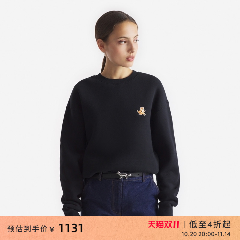 【甄选6折】Maison Kitsune女款竞速狐狸复古休闲宽松套头卫衣