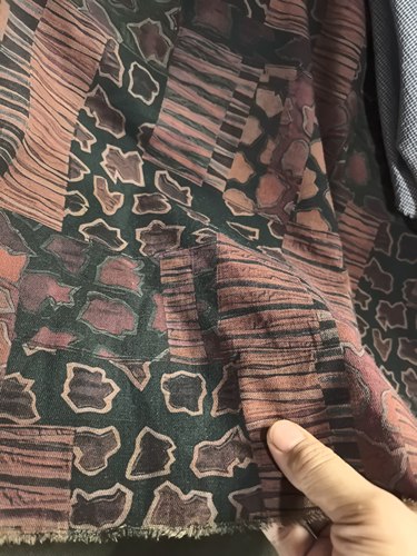 3米X1.4米砂洗棉麻复古拼布风印花，重280克一米B174
