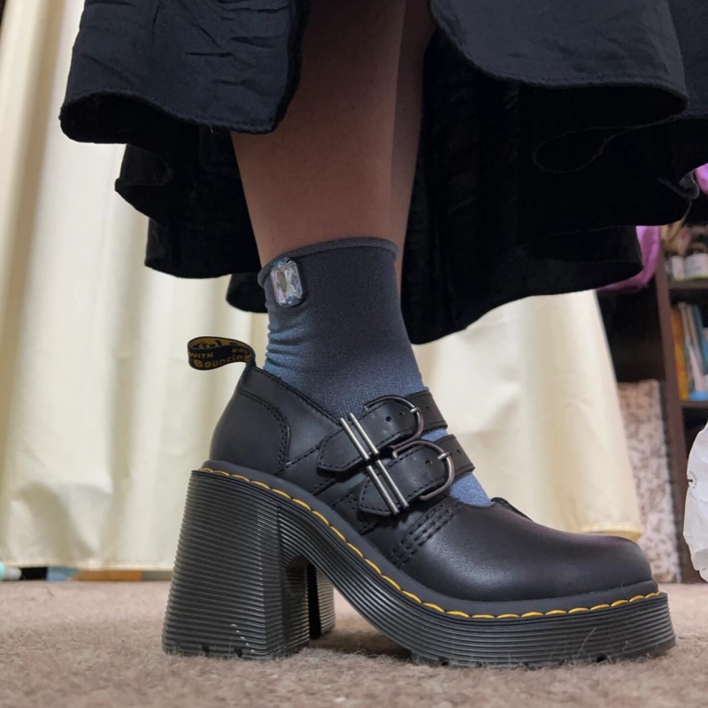 Dr粗跟小皮鞋女厚底牛皮