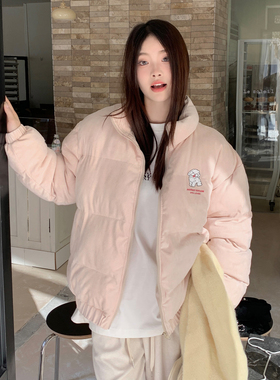 喜士潮社AGXS仿麂皮小狗棉服休闲冬季情侣棉袄宽松保暖棉衣外套