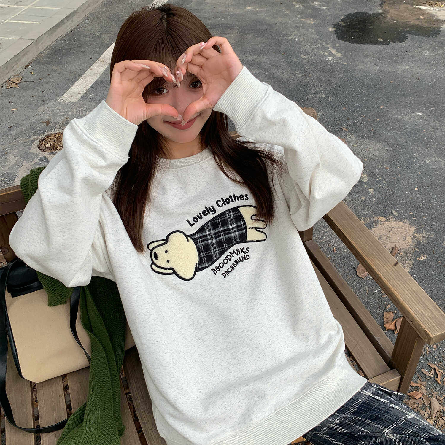 AGXS格子小狗卫衣新款