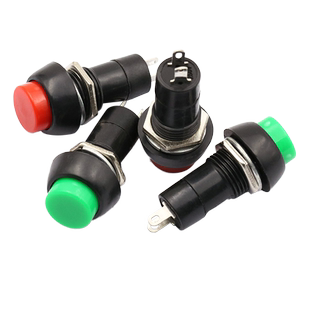 开关按钮圆形自锁自复位点动开关小型孔电源按压式微船型船形翅板