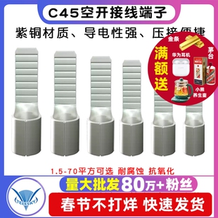C45空开接线端子紫铜线鼻子冷压端子空气开关插针插片电线并线耳