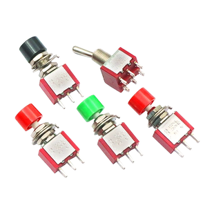 按钮开关PS-102 202点动钮子开关 带帽圆形自复位按钮开关3/ 6脚