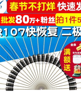 FR107 1A/1000V 直插 DO-41 快恢复 整流二极管 （50个）