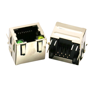 RJ45插座 水晶头座 网口 8P8C 网线接口 带灯 带屏蔽 铜壳