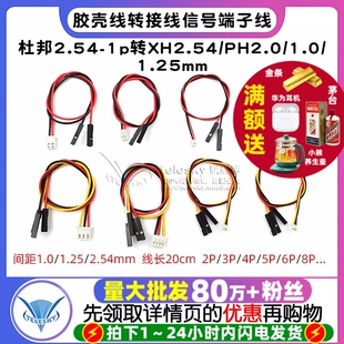 1.25mm胶壳端子线2P 杜邦线2.54 1.0 PH2.0 6P转接线 1p转XH2.54