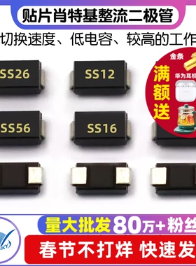 1N5822 SS12/14/24/36 1N5819 1N5824 SR160贴片肖特基整流二极管