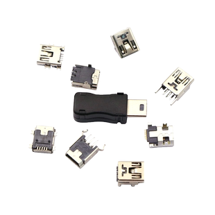 MINI-USB母座迷你USB插座插头T型母头5P直插贴片立式弯针座充电口