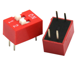 【TELESKY】拨码开关/直插平拨/2.54间距/2位/2P (红色) (5个)