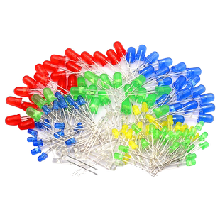 3mm 5mmLED小灯泡发光二极管F3F5红绿黄蓝白色直插灯珠元件包指示