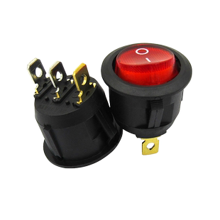 船型开关 船形开关 圆形 按钮 二挡3脚 带灯 翘板电源开关