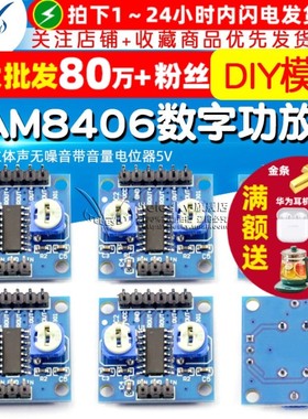 PAM8406数字功放板功放模块 diy 5Wx2立体声无噪音带音量电位器5V
