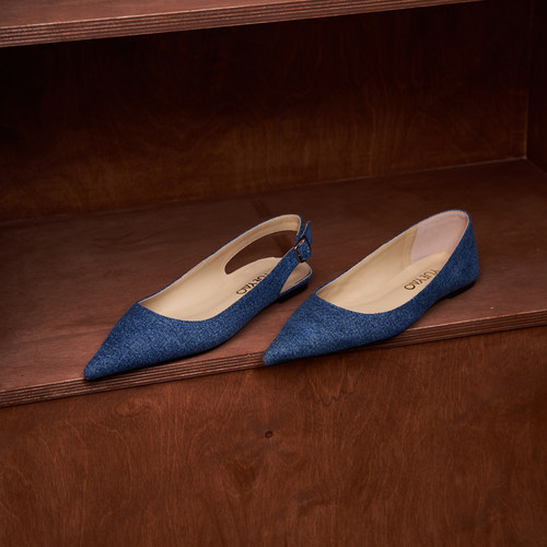 月曜手工制作牛仔后空凉鞋