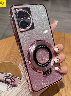 华为荣耀100手机壳闪粉带支架honor100pro渐硅胶保护套高档曲面屏创意潮男女新款MAA-AN00镜头全包防摔软壳薄