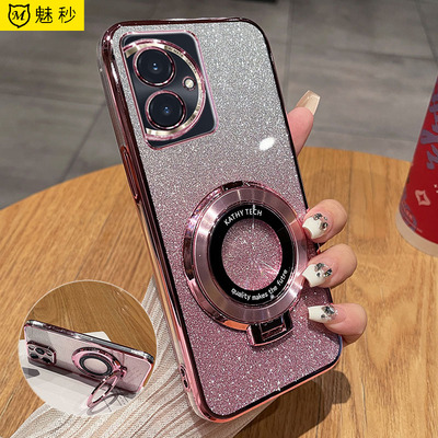 荣耀100软胶闪粉支架全包防摔壳