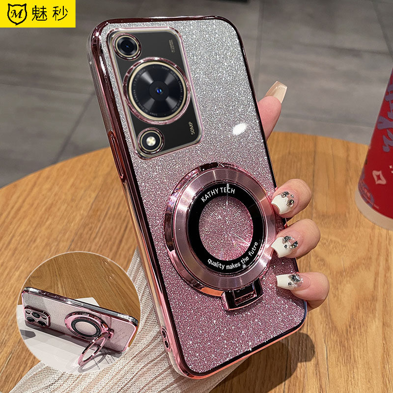 华为畅享70手机壳闪粉带支架畅享70pro硅胶保护套电镀透明加高FGD-AL00男女新款镜头全包BAL-AN20高档软壳薄