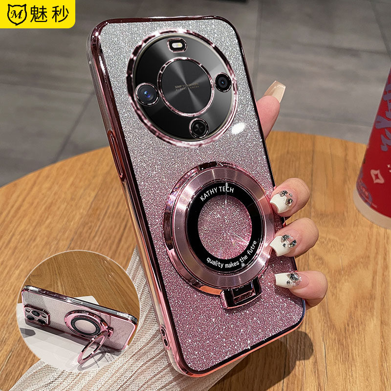 华为畅享70x活力版手机壳时尚新款闪粉带支架AL00a轻薄硅胶保护套镜头全包男女潮牌网红名媛电镀防摔软外壳