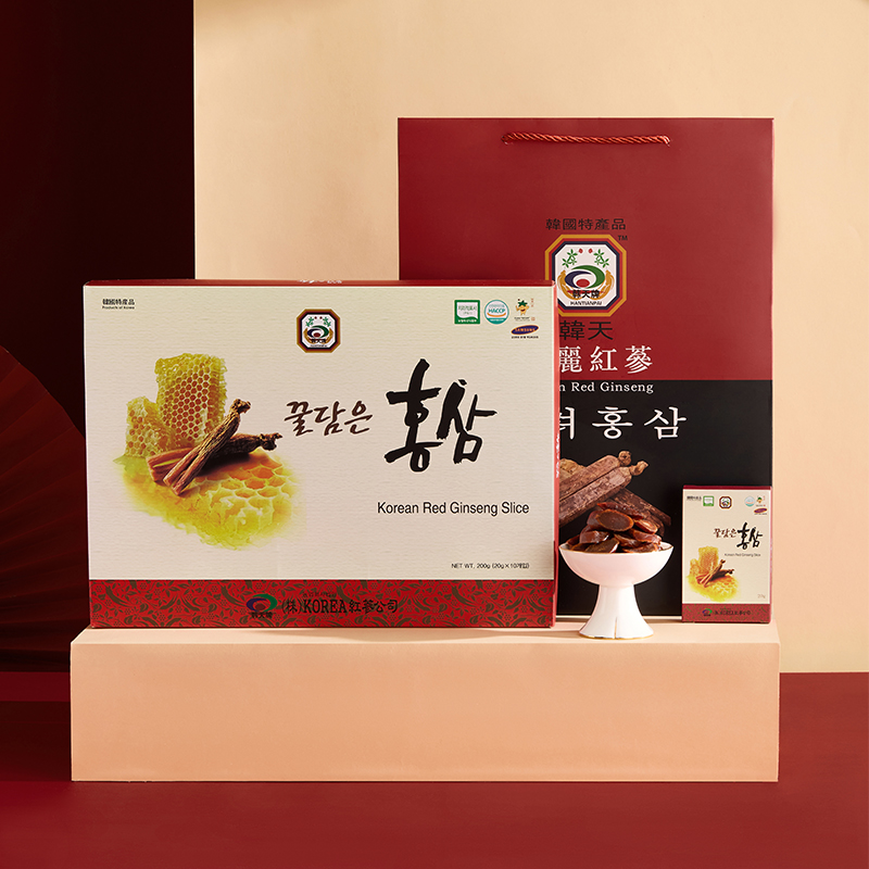 韩天红参蜜片200g韩国原装进口礼盒装正品即食蜂蜜高丽参切片